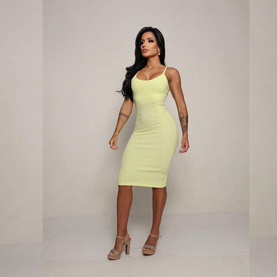 Ana Ruga Strap Dress - Màu vàng - Xem 1