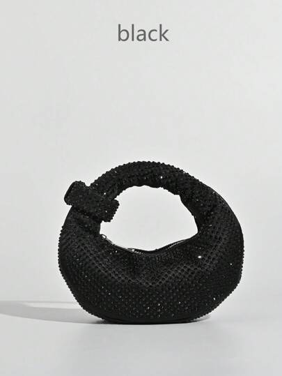 A Glittering Moon Shaped Purse, Elegant Party Clutch Bag With Abacus Design, Bling Bling Rhinestone Women's Handbag, Chic Casual Shoulder Bag, Sparkling Glitter Bag, An Interesting Gift For Women On Valentine's Day