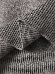 Grey Men's Striped Crew Neck Casual Minimalist Thick Knitted Sweater For Winter, For Fall, Long Sleeve Top - Grey - View 8