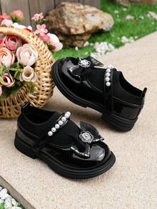 Giày lười dệt kim đế bằng kiểu công chúa nơ, phong cách trường học, cho mùa xuân và mùa thu - màu đen - Xem 6