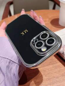 1 个个性化电镀椭圆形气囊手机壳，自定义字母名称，简约纯色情侣手机保护套，兼容 iPhone 16 15 14 Pro Max 13 12 11 Plus，情人节/生日/节日礼物，送给他/她，定制 Etsy/产品，周年纪念/结婚礼物，送给父母的个性化礼物（TPU，铝箔印刷） - 玫紅色 - 查看 8