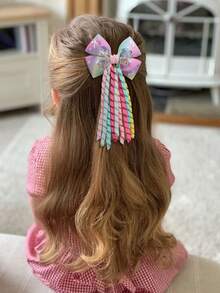 1 kẹp tóc nơ màu cầu vồng cho bé gái có đuôi, kỳ lân, quà tặng cho bạn bè, phụ kiện tóc dễ thương cho trẻ em - Nhiều màu - Xem 2