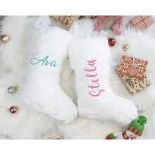 1 Pc Custom Name Christmas Stockings Embroidered Name Fluffy Holiday Socks Perfect Holiday Decor Personalized Gifts Candy Cane Stocking Christmas Tree Decor Family Name Stocking Decor