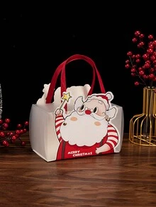1 túi quà Giáng sinh Túi xách ông già Noel di động có quai xách Túi đựng đồ Giáng sinh Túi đựng quà cho ngày lễ - Trong sáng - Xem 4