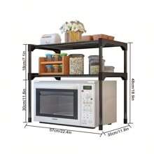 2 Layer Microwave Rack Oven Stainless Steel Detachable Stackable Kitchen Countertop Seasoning Organize Desktop Tableware Shelves Home Sundries Saving Space Storage Holder