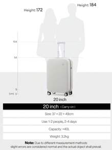20英寸帶保護套的登機行李箱，輕便的登機行李箱，帶有TSA鎖，靜音旋轉輪和抗菌內裡PC推車箱，適用於學校、商務旅行和度假，煙白色手提行李旅遊度假蜜月留學畢業禮物男女生學生情侶的理想選擇旅行配件 - 白色 - 查看 9
