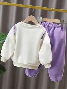 Trang phục thường ngày dài tay in nơ cho bé gái, mùa thu - Màu tím - Xem 2