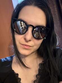 1 pereche ochelari de soare rotunzi cu ochi de pisică pentru femei, cu decupaj metalic, lentile cu oglindă flash, ochelari de soare vintage cu gradient, ochelari de soare punk, ochelari pentru condus, petrecere, cosplay și club, accesorii pentru costume de Halloween, elemente de bază pentru toamnă și iarnă, ținute de afaceri, cadouri casual pentru vară, vacanță la plajă, în aer liber, călătorii