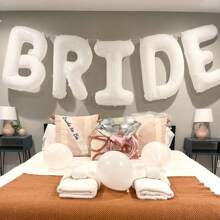 1 套 40 英寸巨型气球，带“BRIDE”字母铝箔气球，适合单身派对装饰、新娘送礼会礼物和婚礼装饰 - 彩色 - 查看 2