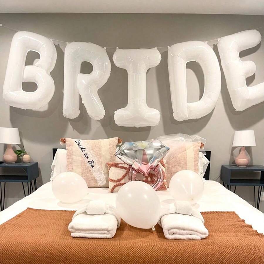 1 套 40 英寸巨型气球，带“BRIDE”字母铝箔气球，适合单身派对装饰、新娘送礼会礼物和婚礼装饰