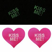 1 对新款夜光心形透气一次性乳贴，印花设计，性感乳房花瓣，女士适用，狂野