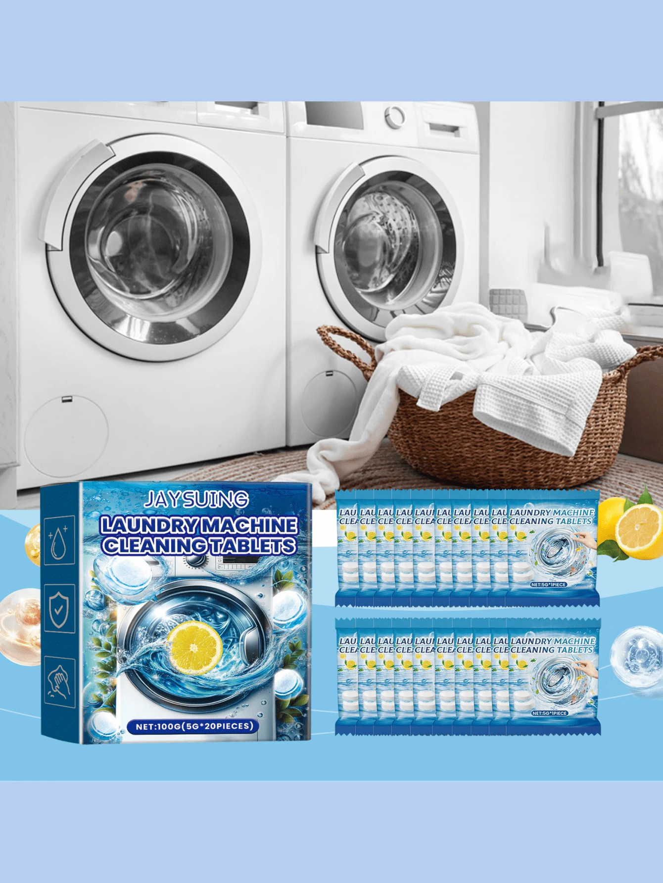 Washing Machine Decontamination Effervescent Tablets Clean Odor Washing