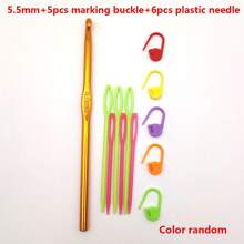 14/20 pièces set de crochets en aluminium, taille 2 mm-10 mm, comprend crochets, ciseaux à laine, marqueurs, aiguilles en plastique, couleurs aléatoires, idéal pour les débutants, outils de tricot