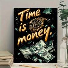 1pc Creative Canvas Art Poster With Framed, Modern Art Print Canvas Art Wall Decoration, Time Is Money Quotes Inspiring Inspirational Poster Wall Decoration, Home Decoration, Hanging Bedroom And Living Room Wall Decoration
