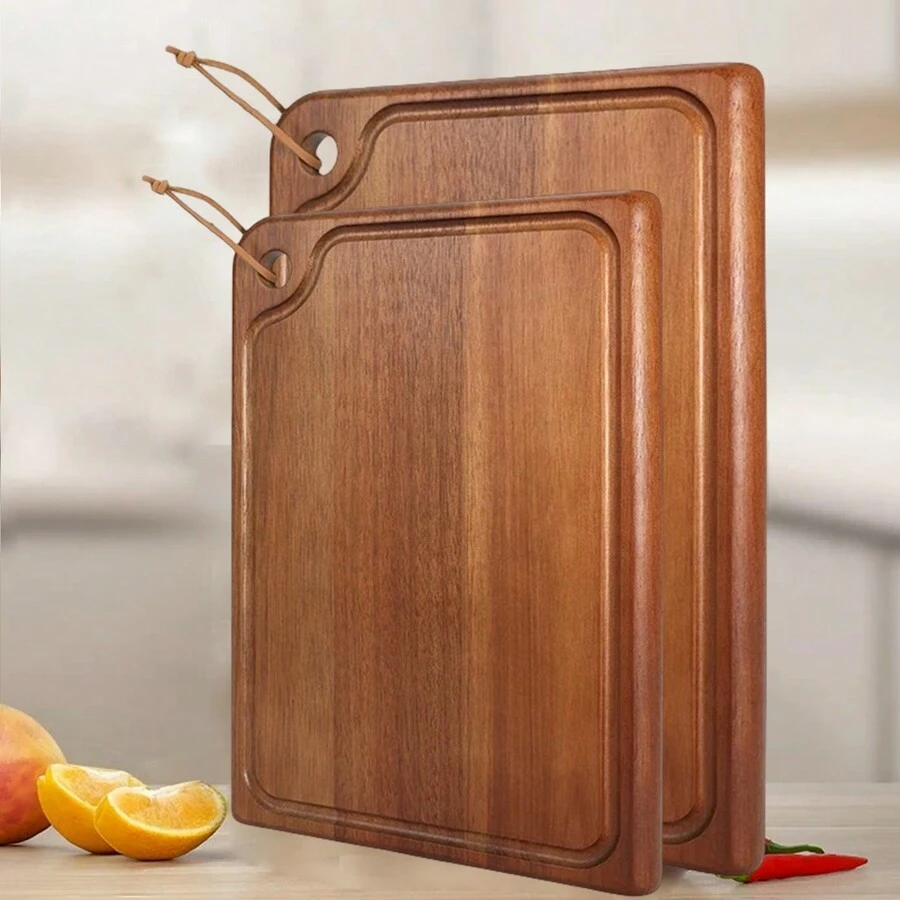 1 件，13 英寸/11.8 英寸/9.8 英寸红木砧板，适用于肉类、奶酪、蔬菜、面包和熟食 - 厨房和餐厅装饰性木制菜板 - 黄色