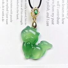 1 Pieza Colgante de collar con cristal de ágata natural en forma de zorro, gatito, chakra de moda, joya guardiana de la paz, tallado a mano, para hombres y mujeres, con significados de paz, riqueza, suerte, felicidad familiar. Apropiado como regalo familiar, navideño u otros días festivos. (Opcionales: cordón, caja de regalo)