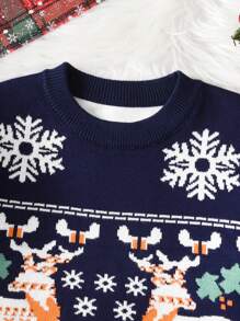 Chico joven Jersey con patrón de Navidad - azul real - Ver 3