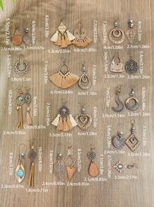 TopHanqi 25 par kolczyków z frędzlami w stylu vintage w kolorze brązowym z serii Maillard, kolczyki ze stopu, wiele stylów, lekkie, odpowiednie do codziennego noszenia przez kobiety, pasujące na imprezę, biżuteria w stylu boho, prezent świąteczny, pasujące do wszystkiego