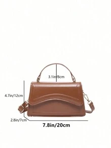 新款复古时尚女士手提包，优雅皮革单肩包，带盖盖，多用途斜挎包，纯色压花休闲挎包，办公室工作包 - 棕色 - 查看 10