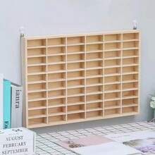 1:64 Car Model Wood Storage Box Display Show Case Shelf Rack With Wall Hook - Beige - View 3