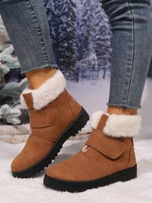 2025Elegant Women's Winter Snow Boots - Comfortable Thermal Lined , Thick Sole, Warm Fuzzy Short Boots Shoes,Fur Boots - Brown - View 4