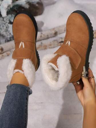 2025 Eleganta vintersnökängor för kvinnor - Bekväma termofodrade, tjocka sular, varma, fuzzy korta stövlar, pälskängor