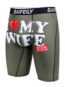Quần lót Boxer in họa tiết "I LOVE MY WIFE" màu xanh lá cây dành cho nam - Nhiều màu - Xem 2
