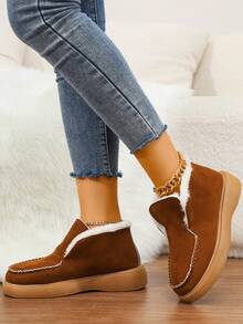 Nuevos zapatos térmicos forrados para mujer, zapatos ligeros para mujer, zapatos casuales de unicolor para mujer, mocasines sencillos y de moda para mujer, mocasines planos para mujer, botas de nieve para mujer