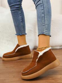 Nuevos zapatos térmicos forrados para mujer, zapatos ligeros para mujer, zapatos casuales de unicolor para mujer, mocasines sencillos y de moda para mujer, mocasines planos para mujer, botas de nieve para mujer