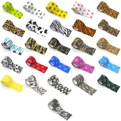 1/5/10/24片装自粘纹身绷带，纹身防滑贴，一次性自粘纹身胶带，适用于万圣节，弹性绷带卷，纹身机专用自粘胶带，运动胶带，动物绷带（适用于膝盖、手指、脚踝、手掌等），适用于宠物，运动纹身，适合初学者和经验丰富的纹身师