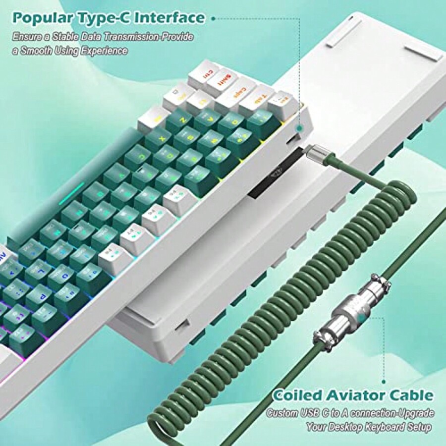 ZIYOU LANG Wired Gaming Keyboard And Mouse Combo+Coiled USB C Cable T60