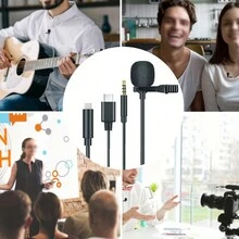 1 chiếc Micro cài áo có dây kẹp 3,5mm/Type-C/Lightning, cắm và chạy, di động tương thích với iPhone/Android/IPad/Phát trực tiếp/Chơi game/Quay video/Phỏng vấn Micrô chuyên nghiệp cho điện thoại thông minh, máy tính xách tay để chụp ảnh tự sướng, quay video, Zoom họp, phỏng vấn, phát trực tiếp, quay video, tụ họp gia đình, chụp ảnh tiệc Giáng sinh, để chụp ảnh tự sướng cầm tay, hoạt động ngoài trời - màu đen - Xem 7