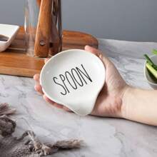 2pcs/Set Ceramic Letter Pattern Spoon Rests For Home Use,Kitchen,Christmas Gift,School Supplies