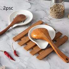 2pcs/Set Ceramic Letter Pattern Spoon Rests For Home Use,Kitchen,Christmas Gift,School Supplies