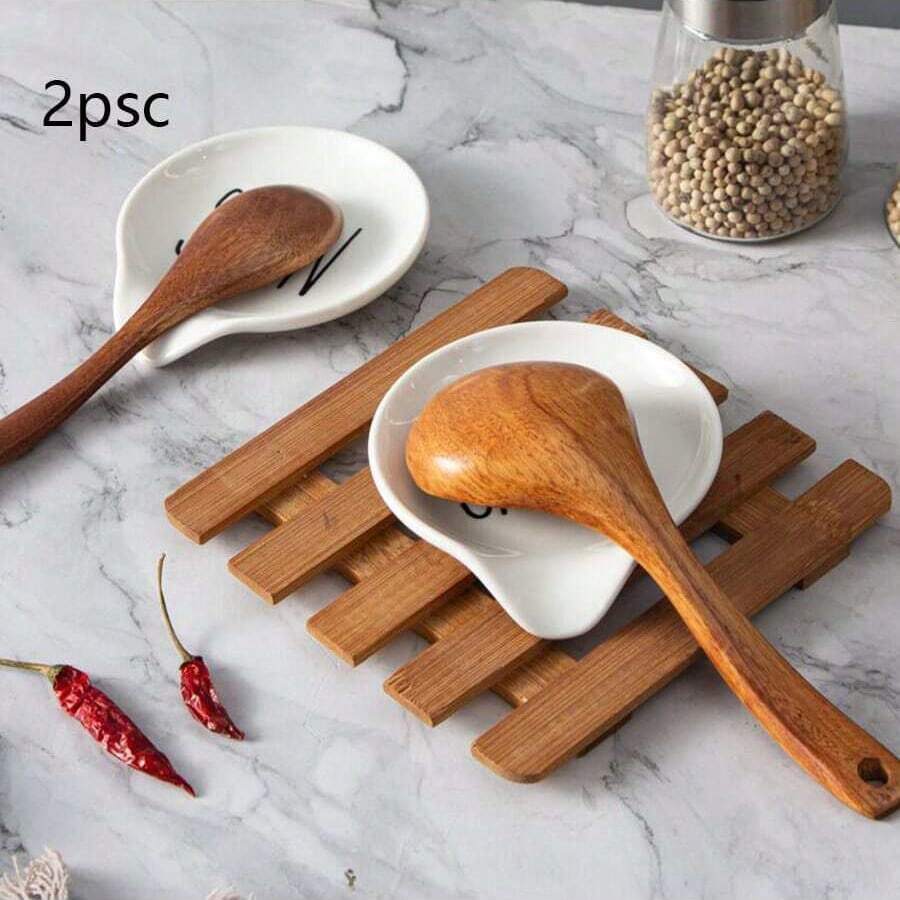 2pcs/Set Ceramic Letter Pattern Spoon Rests For Home Use,Kitchen,Christmas Gift,School Supplies