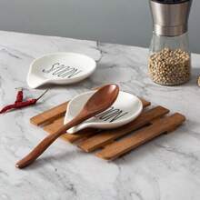 2pcs/Set Ceramic Letter Pattern Spoon Rests For Home Use,Kitchen,Christmas Gift,School Supplies