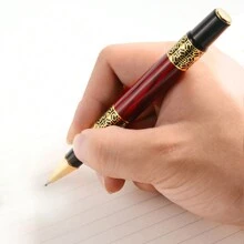 1 chiếc bút bi kim loại rỗng kiểu văn phòng bằng gỗ sơn mài vàng cổ điển có ống mực đen, đi kèm hộp quà màu đen và bạc, món quà tuyệt vời nhất cho nam giới - màu đen - Xem 4