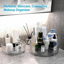 1 khay đựng đồ trang điểm xoay 360 độ, có giá đựng cọ trang điểm & kệ đựng mỹ phẩm & chăm sóc da dung tích lớn, thích hợp cho bàn trang điểm hoặc phòng tắm - Trong sáng - Xem 7