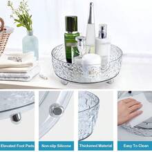 1 khay đựng đồ trang điểm xoay 360 độ, có giá đựng cọ trang điểm & kệ đựng mỹ phẩm & chăm sóc da dung tích lớn, thích hợp cho bàn trang điểm hoặc phòng tắm - Trong sáng - Xem 5