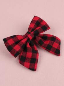 2个装女士红黑格子蝴蝶结发夹，休闲日常发饰，情人节礼物 - 彩色 - 查看 2