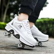 Kofuboke Roller Skate Shoes - Sneakers - Roller Shoes 2-In-1 Suitable For Outdoor Sports Skating Invisible Roller Skates The Best Choice For Building Confidence Style - 白色低切光 LED - 查看 3