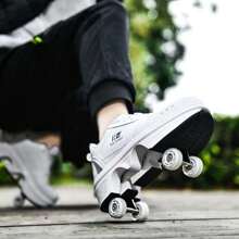 Kofuboke Roller Skate Shoes - Sneakers - Roller Shoes 2-In-1 Suitable For Outdoor Sports Skating Invisible Roller Skates The Best Choice For Building Confidence Style - 白色低切光 LED - 查看 6
