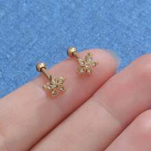 MICROBELL PIERCING SURGICAL STEEL PVD FLOWER RHINESTONES 1.2X6/8 - 金色 - 查看 5