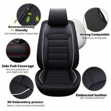 For Toyota Corolla 2020-2023 LE SE Leather Car Seat Covers Full Set Front Rear - Black - View 8