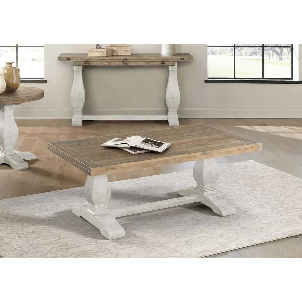 Home , Coffee Table, White Stain And Reclaimed Natural for Sale New
