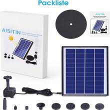 6.5W Floating Solar Fountain Pump With Built-In Battery & 6 Spray Nozzles Auto Shut Off Design For Summer Garden Bird Bath Small Pond Decoration - Black - View 10