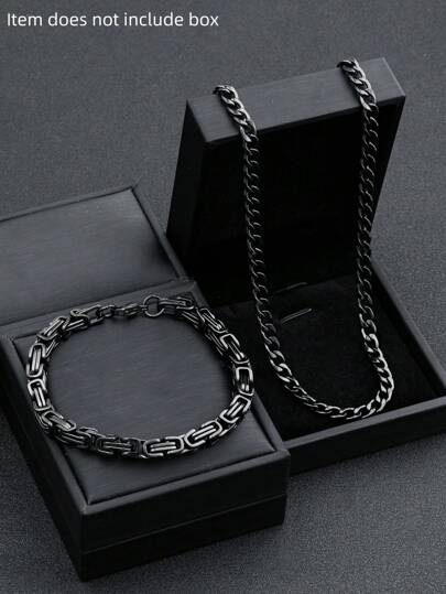 Men's Black Necklace Set Chain Emperor Bracelet Personal Hip Hop Style Goth Jewelry Suitable For Holiday Gifts(Item Does Not Include Box) Christmas New Year Valentine's Day Holiday Gift
