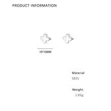 1 Cặp bông tai kẹp hình cỏ bốn lá bằng bạc Sterling S925 và xà cừ đơn giản & thanh lịch, phù hợp để đeo hàng ngày cho phụ nữ - XY-233 - Xem 9
