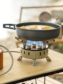 迷你露营金属炉便携式背包丙烷丁烷强力户外燃烧器防风燃气炉适用于户外徒步旅行 - 彩色 - 查看 3