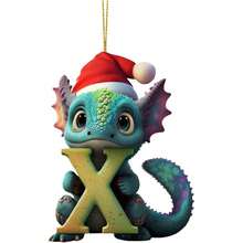 可爱的 26 个字母恐龙幼崽圣诞树装饰吊坠 - 2D 平面，亚克力材质，悬挂，适合圣诞节、生日、新年、乔迁、情人节等各种场合，全年可用，节日派对用品，节日礼物，非常适合作为节日礼物送给自己和朋友 - 彩色 - 查看 21